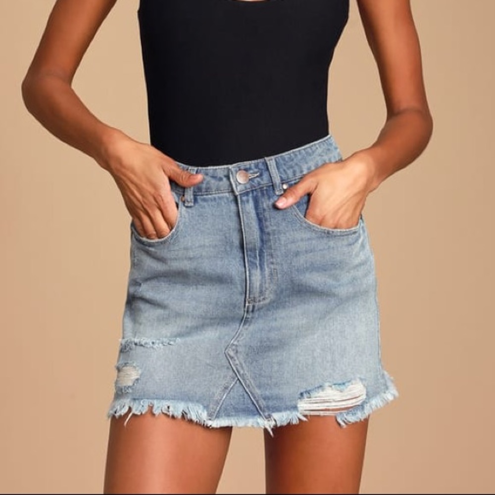 American Eagle Distressed Denim Mini Skirt